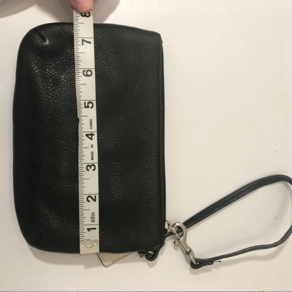 Coach black leather turnlock wristlet